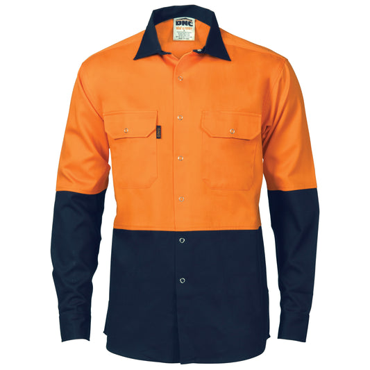 3838 HiVis Two Tone Drill Shirt with Press Studs