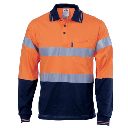 3916 Hivis Cool-Breeze Cotton Jersey Polo With CSR R/Tape - L/S