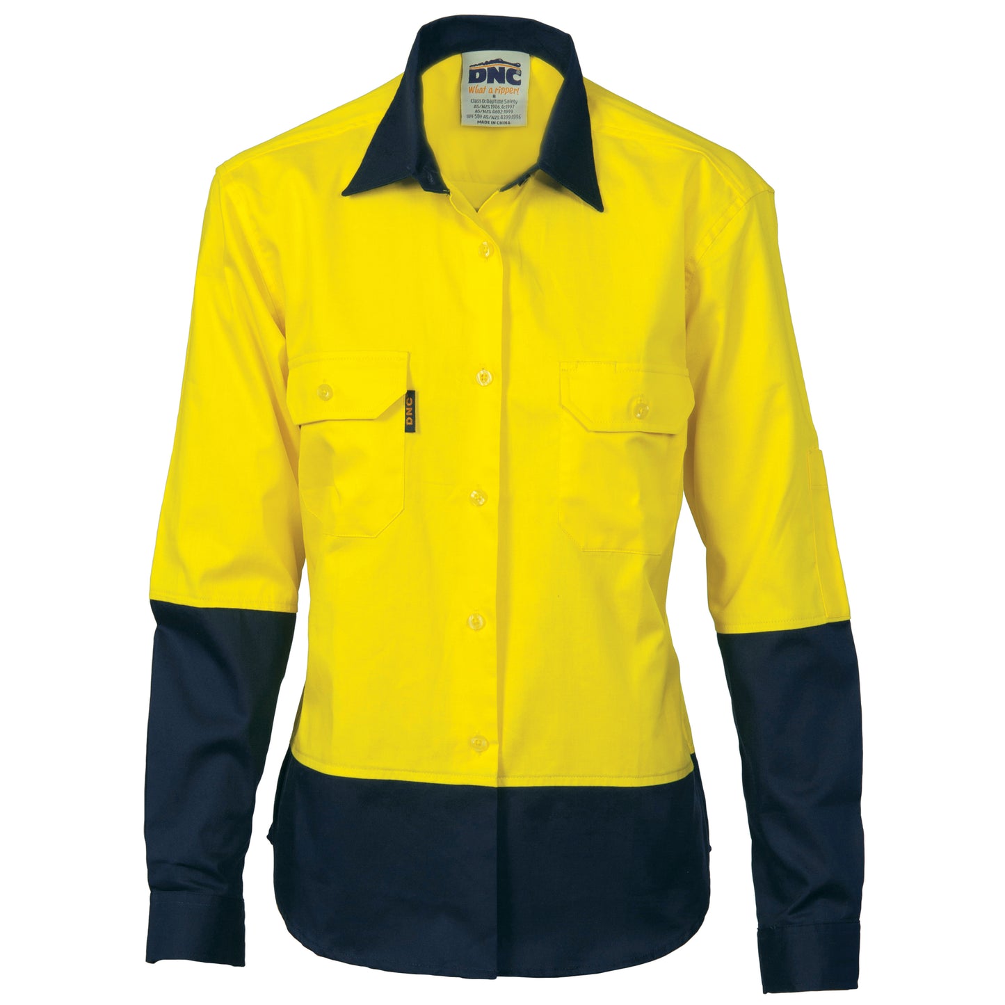 3932 Ladies HiVis Two Tone Cotton Drill Shirt - Long Sleeve