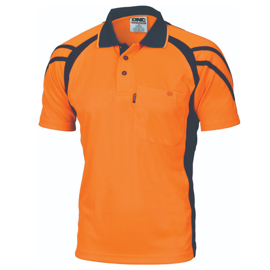 3979 Cool Breathe Stripe Panel Polo Shirt - Short Sleeve