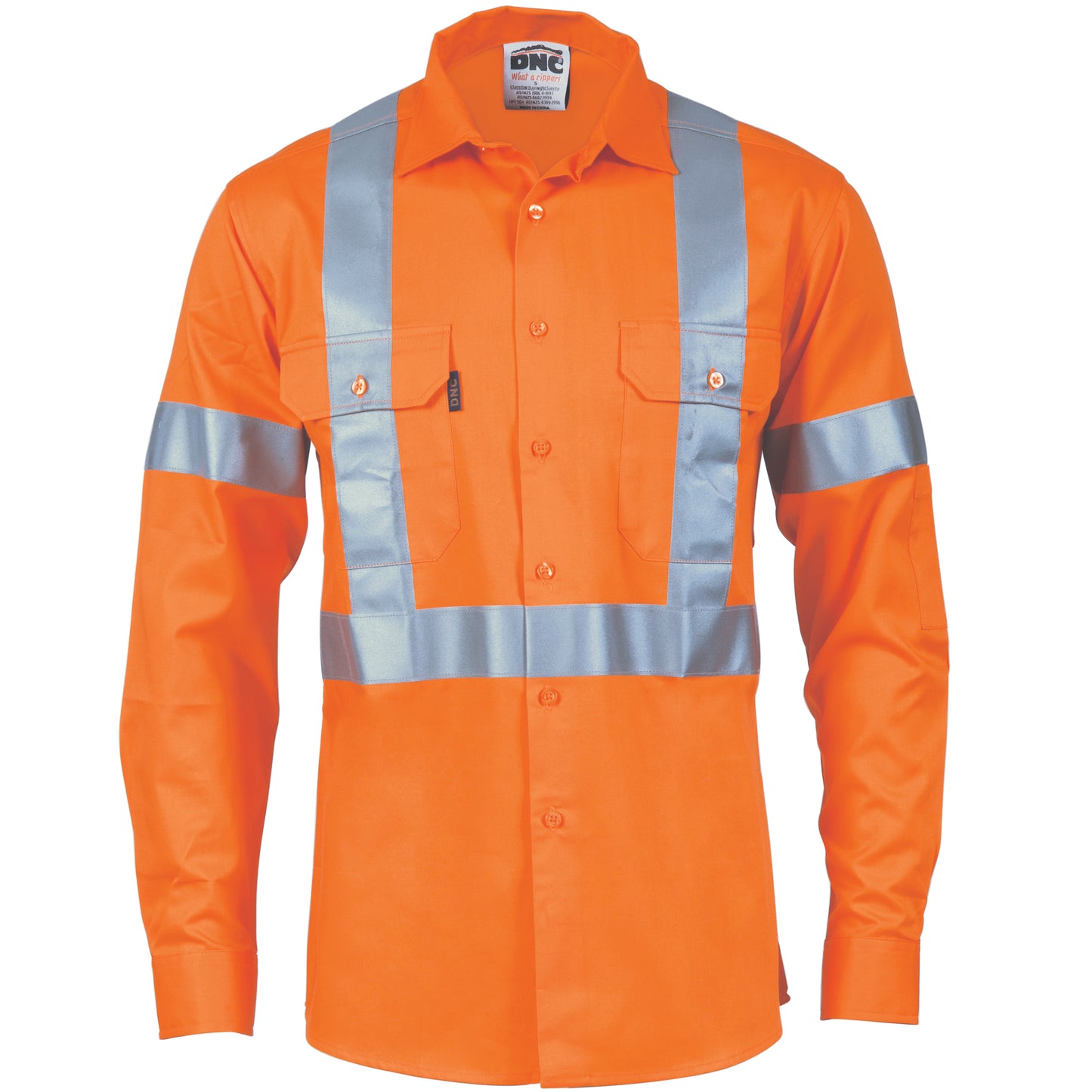 3989 HiVis D/N Cotton Shirt with Cross Back Generic R/Tape - long sleeve