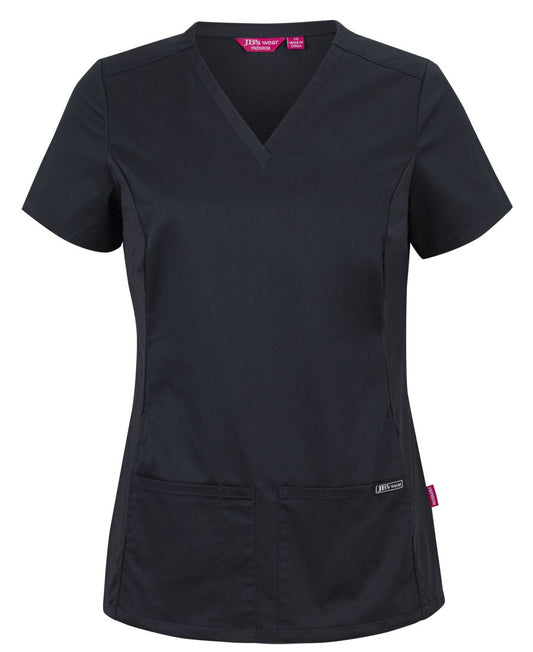 JB's Ladies Premium Stretch Panel Scrub Top Black