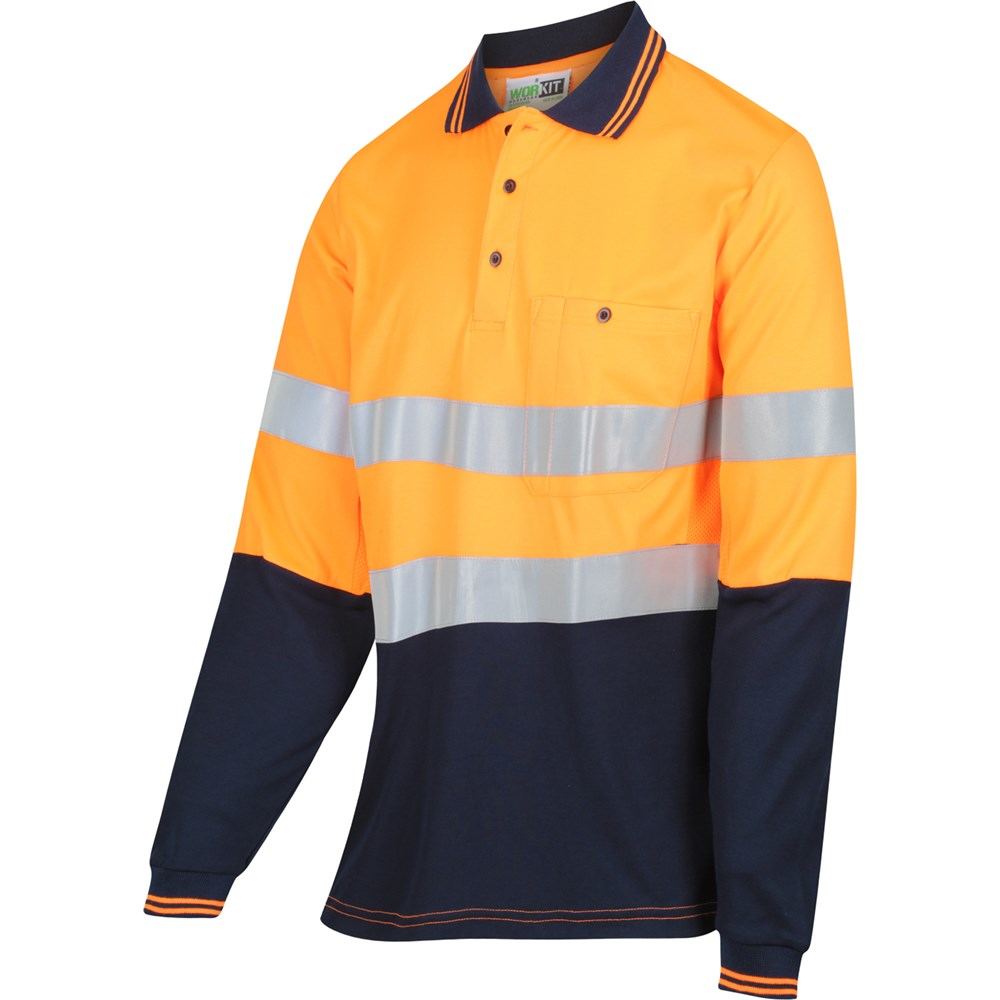WORKIT Workwear Womens Long Sleeve Poly Cotton Taped Polo Shirt