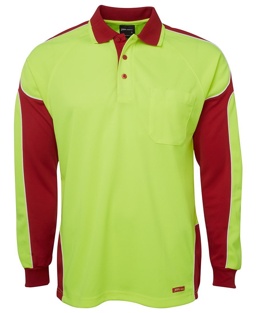 JB's Hv 4602.1 L/S Arm Panel Polo Lime/Black-2Xs