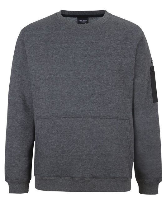 JB's 350 Premium Trade Crew Neck Fleece Char Marle/Black-2Xs
