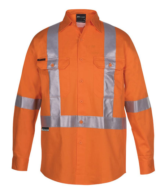 JB's Hv (D+N) L/S 150G Cross Back Tape Shirt Orange -Xs