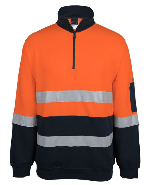 JB's Hv 310 (D+N) Cotton 1/2 Zip Fleece Orange/Navy -2Xs