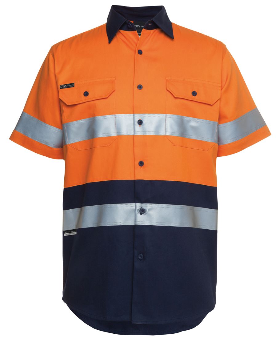 JB's Hv (D+N) S/S 190G Shirt Orange/Navy-Xs