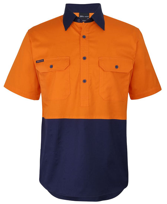 JB's Hv Close Front S/S 150G Work Shirt Orange/Navy