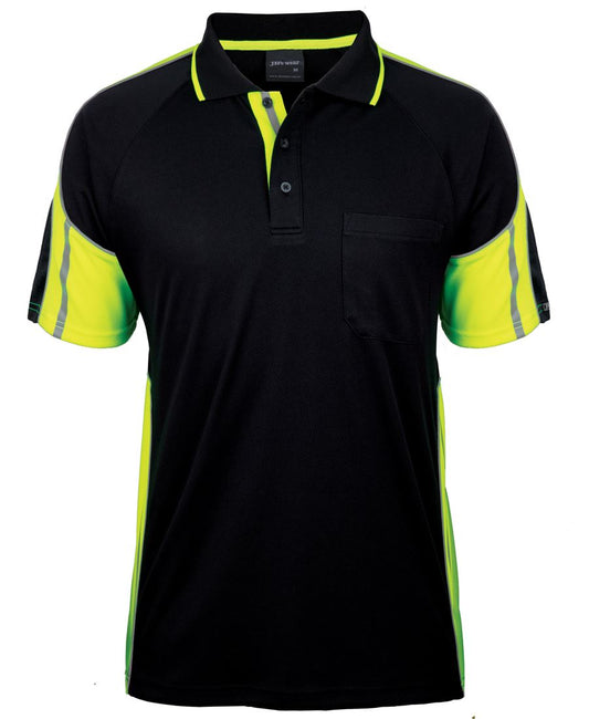 JB's S/S Street Panel Polo Black/Lime-2Xs