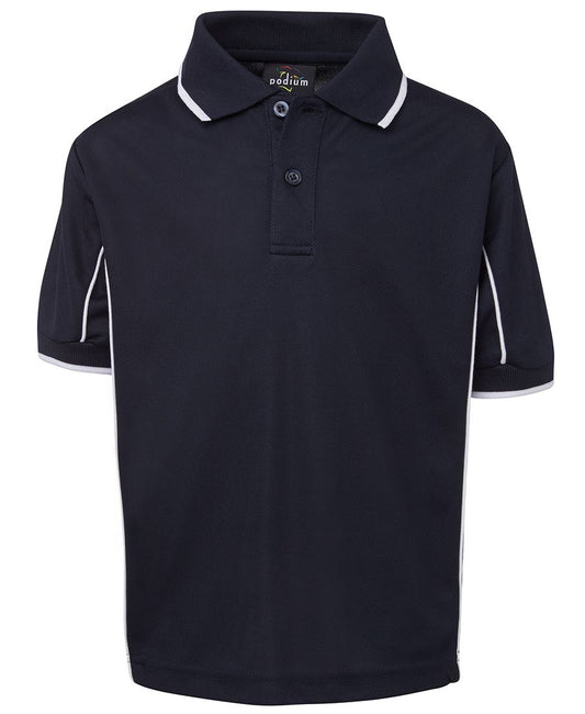 Podium Kids S/S Piping Polo Navy/White-04
