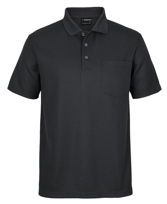 Podium Waffle Pocket Polo Black-S