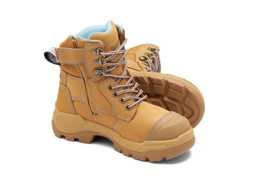 Blundstone 9960 RotoFlex Wheat water-resistant nubuck PU/R 150mm zip sided women's safety boot
