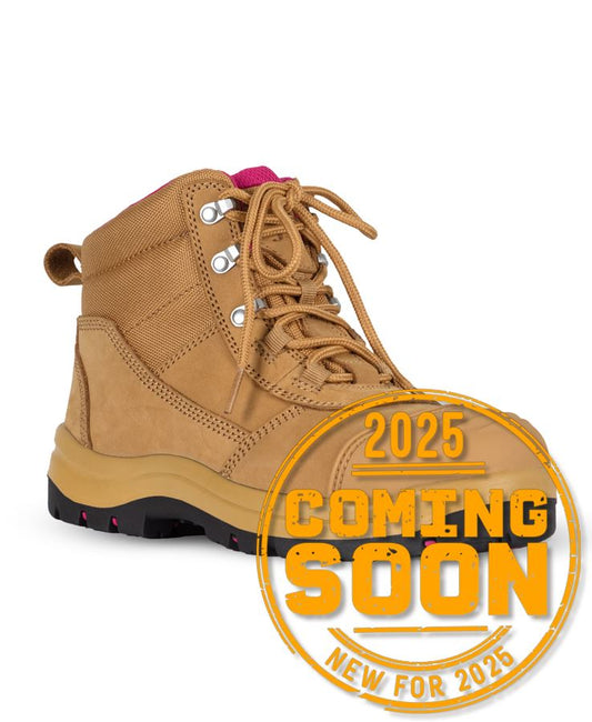 JB's Ladies Atrax Zip Safety Boot Wheat/Pink -05