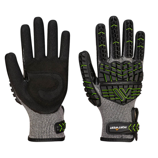 Portwest VHR15 Nitrile Foam Impact Glove in Black/Green