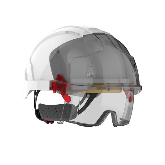 JSP Safety Evo Vista Lens Non Vented White/Smoke Helmet - Wheel Ratchet - Clear Lens
