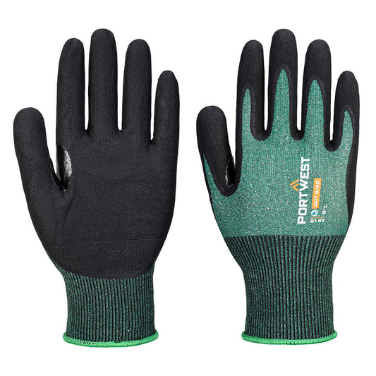 Portwest SG Cut B18 Nitrile Glove (Pk12) in Green/Black