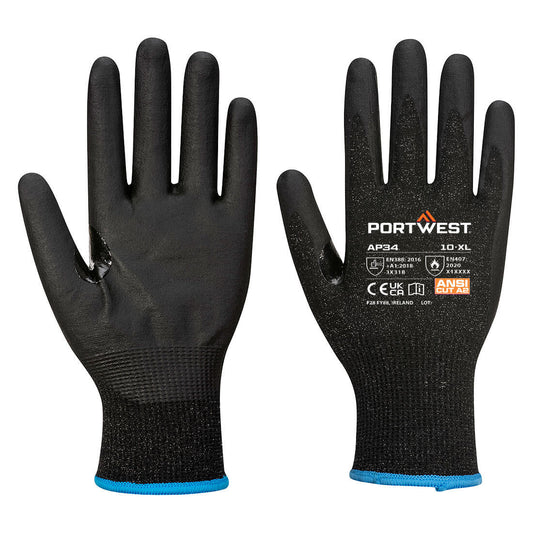 Portwest LR15 Nitrile Foam Touchscreen Glove (Pk12) in Black