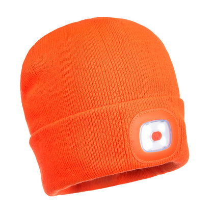 Portwest Rechargeable Twin LED Beanie in Orange