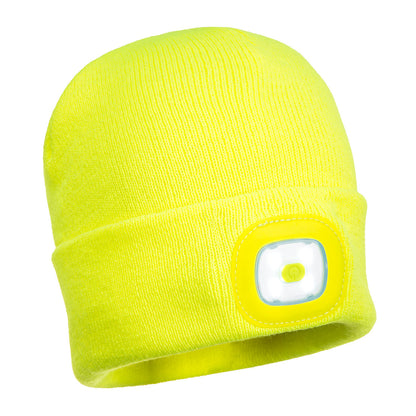 Portwest Rechargeable Twin LED Beanie in Yellow