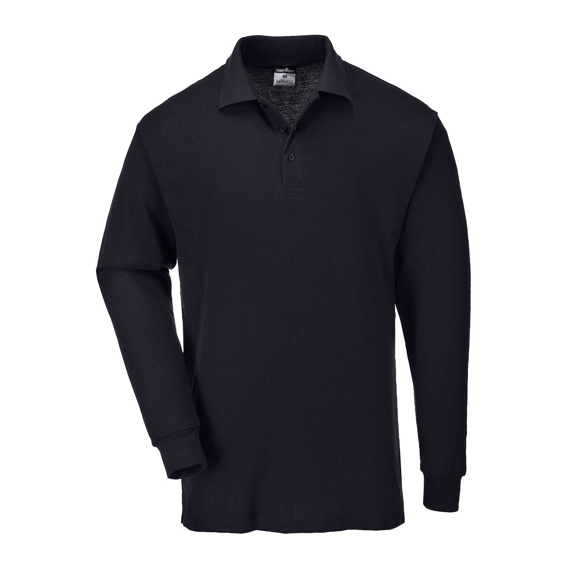 Portwest Genoa Long Sleeved Polo Shirt in Black
