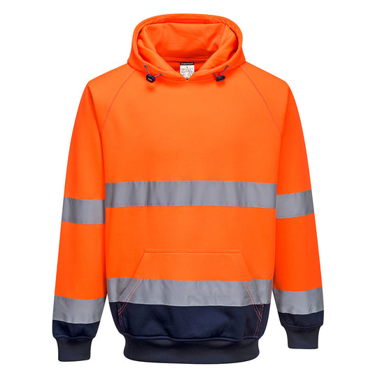 Portwest Hi-Vis Contrast Hoodie in Orange/Navy