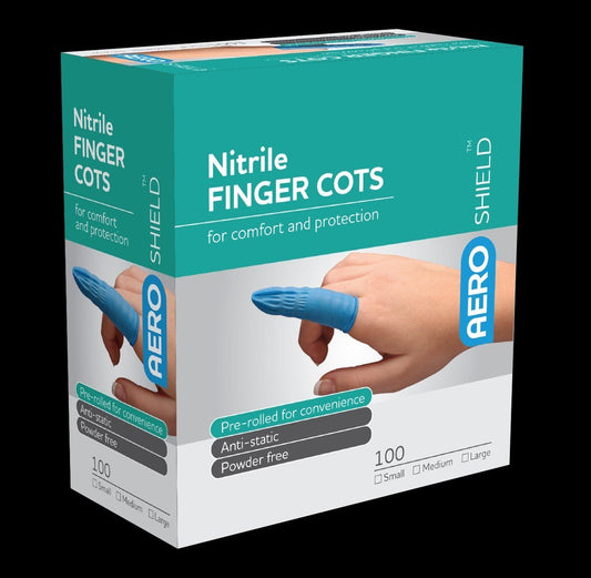 AERO HEALTHCARE BFC-S Nitrile Finger Cots Blue Small Box of 100