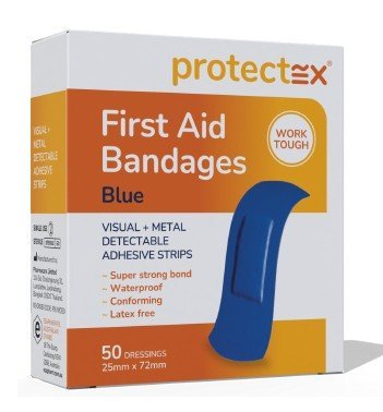 ESAPHARRM BN-BPVM50 Protectex Blue Visual & Metal Detectable Extra-Wide Strips Pack of 50
