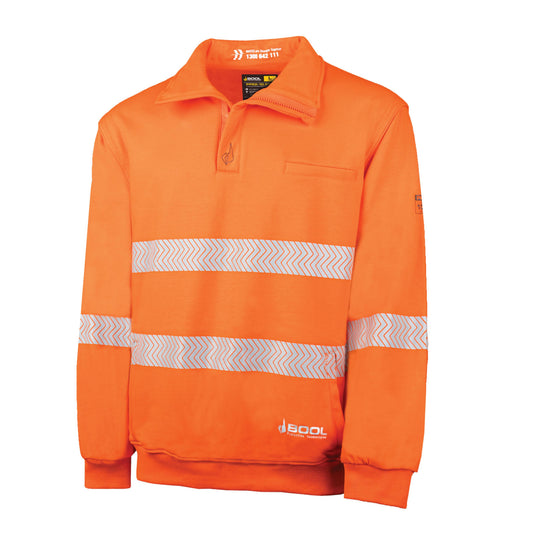 BW1350T1 Hi-Vis PPE 2 Water Repellent Fleece Jumper with Segmented FR Tape
