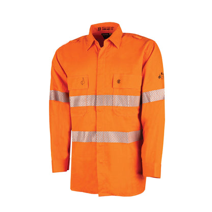 BW1595T1 Regular Weight PPE 2 L/S Hi-Vis Shirt with Segmented FR Reflective Tape