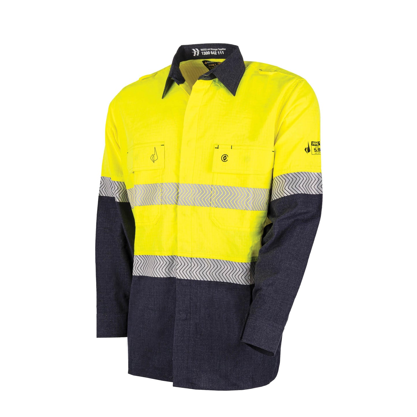 BW2505T1 Lightweight PPE 1 L/S Hi-Vis Shirt with Segmented FR Reflective Tape