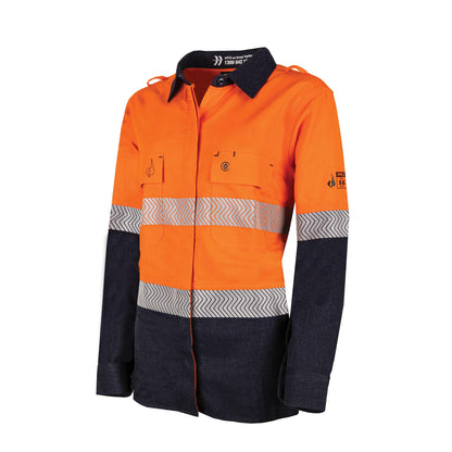 BWW2595T1 Womens Regular Weight PPE 2 L/S Hi-Vis Shirt with Segmented FR Reflective Tape