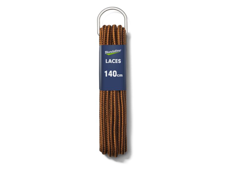 LACES - ROUND, TAN/BROWN, POLYESTER. 140CM LENGTH