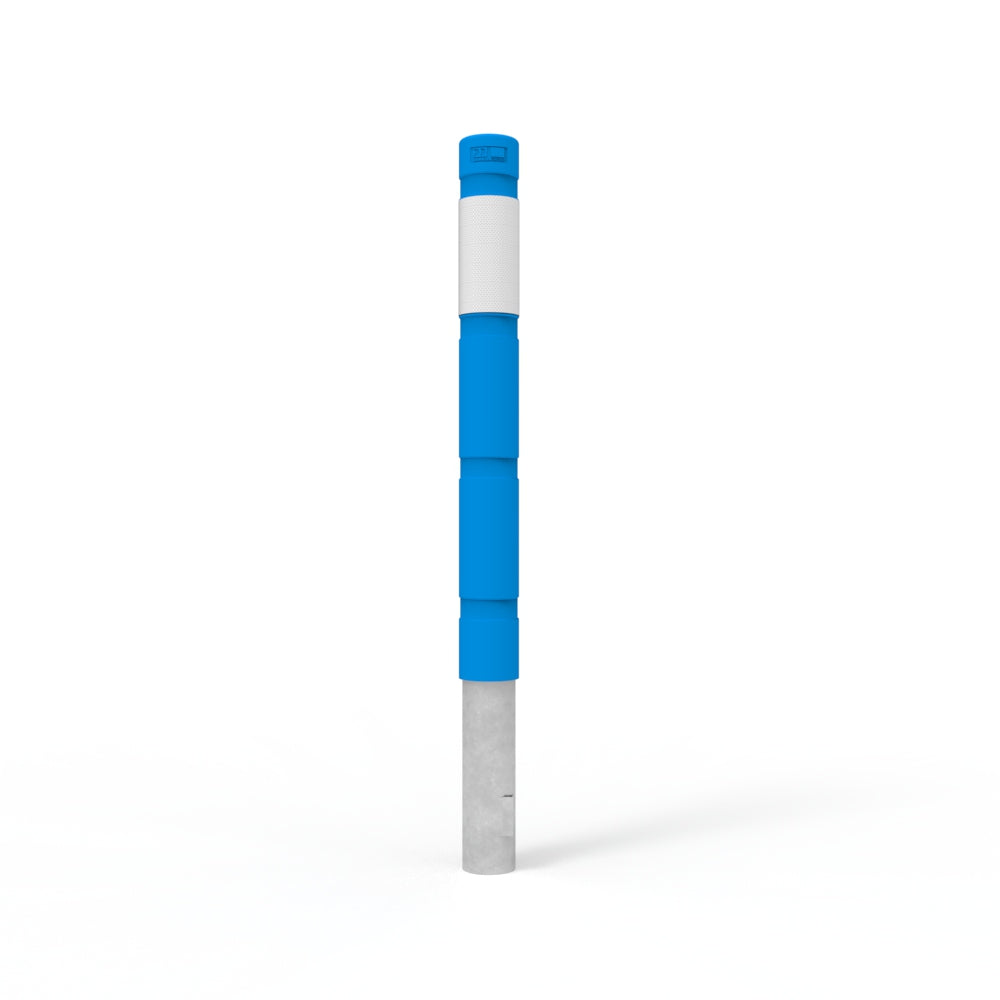 Bollard 140mm Below Ground with Skinz Bollard Sleeve with White Reflective Tape