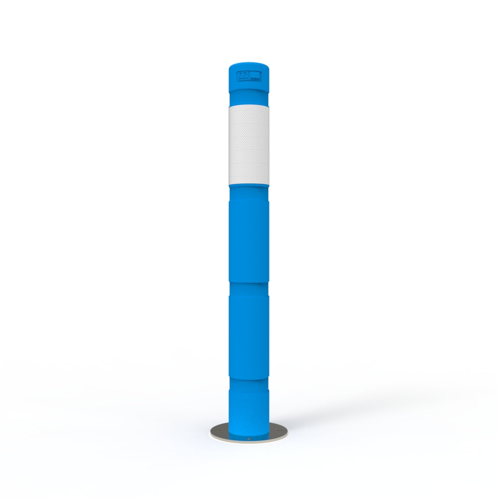 Bollard 140mm Surface Mounted with Skinz Bollard Sleeve and White Reflective Tape