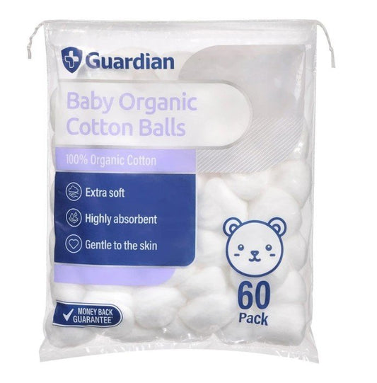 Max Global Products CB60 Guardian Organic Baby Cotton Wool Balls Pack of 60
