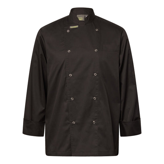 Chefscraft CJ051 Lightweight Executive Long Sleeve Chefs Jacket With Press Studs in Black
