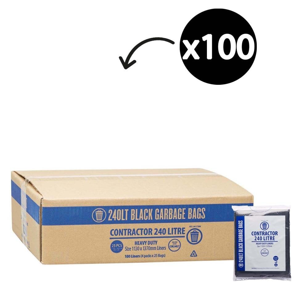 Max Global Products CON240LT Bag Garbage Heavy Duty Contractor 240L 25 x 4 Pack 100