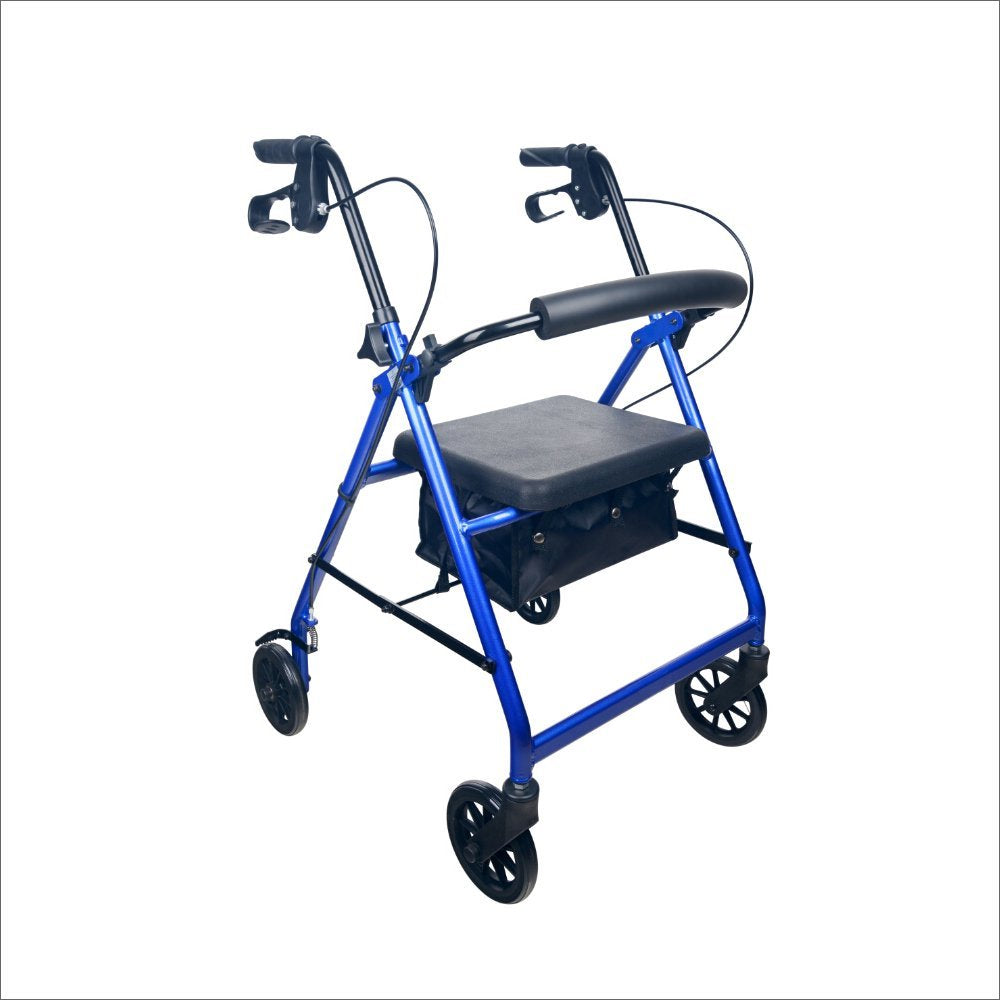 Max Global Products CQ-HF0580 Walker Territory Seat Braked Back Rest Bag Folding Blue