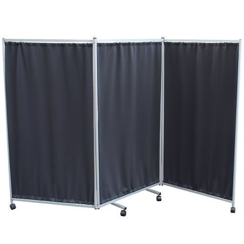 DALCROSS MEDICAL EQUIPMENT DA1360 Screen Dalcross Folding Mobile Three Panel - Charcoal Grey Curtains