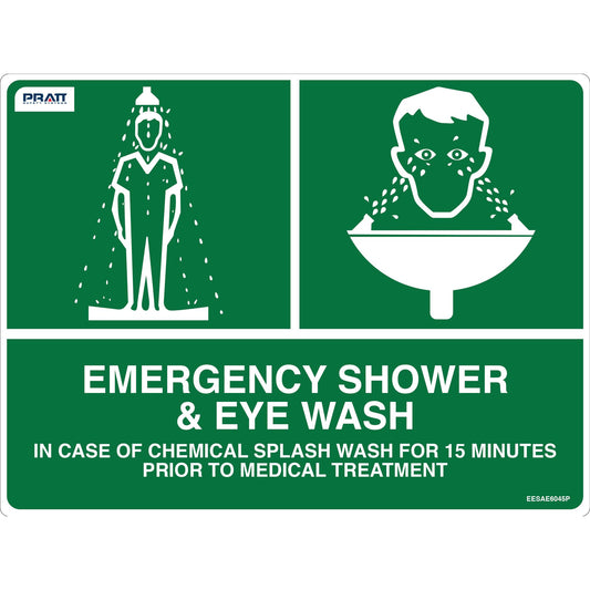 Pratt Safety Emergency Shower & Eyewash Sign 600 x 450mm Poly