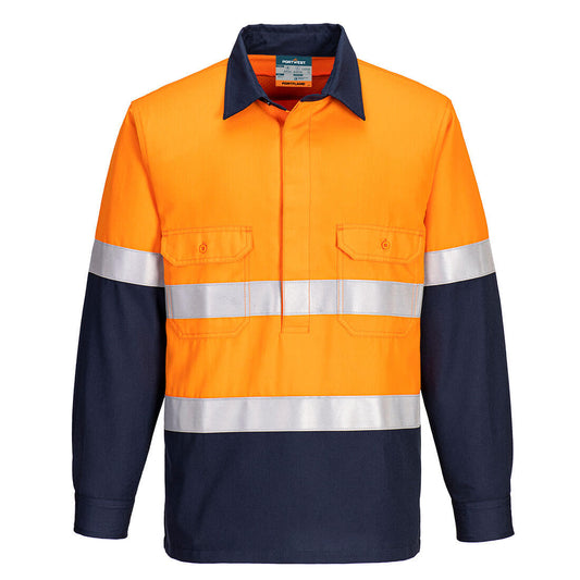 Portwest Portflame FR Class D/N Two-Tone Vented Shirt in Orange/Navy
