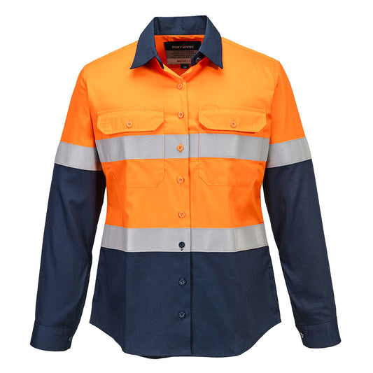 Portwest Bizflame FR Women's Shirt in Orange/Navy