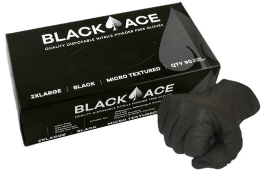 Maxisafe GNB205 Black Ace Disposable Nitrile Gloves, Powder Free