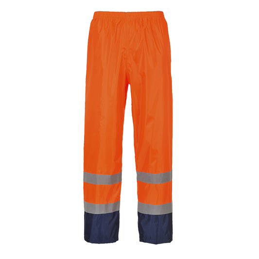 Portwest Hi-Vis Classic Two Tone Rain Pants in Orange/Navy