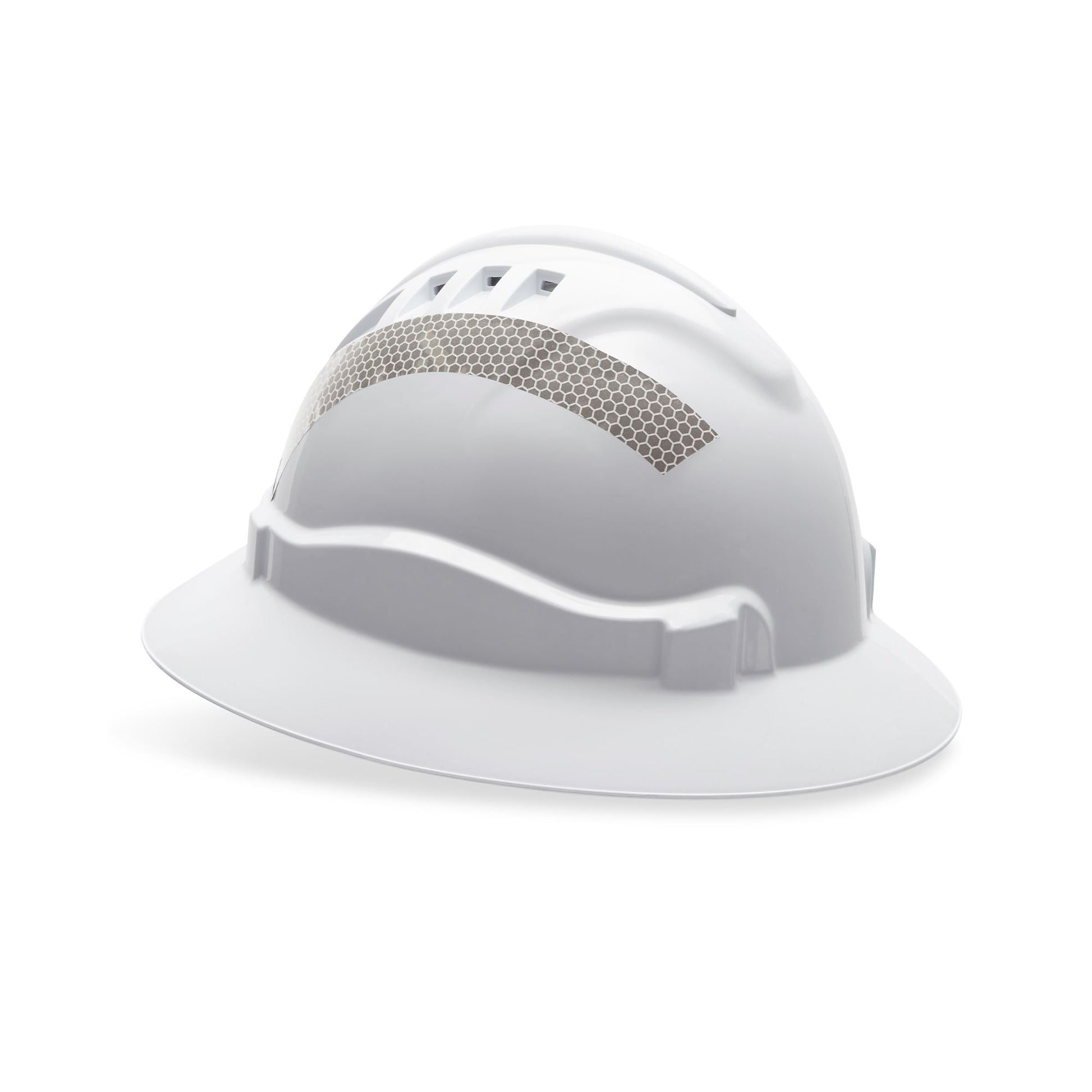 Pro Choice Safety Gear V6 Vented Full Brim Hard Hat White with Reflective Tape