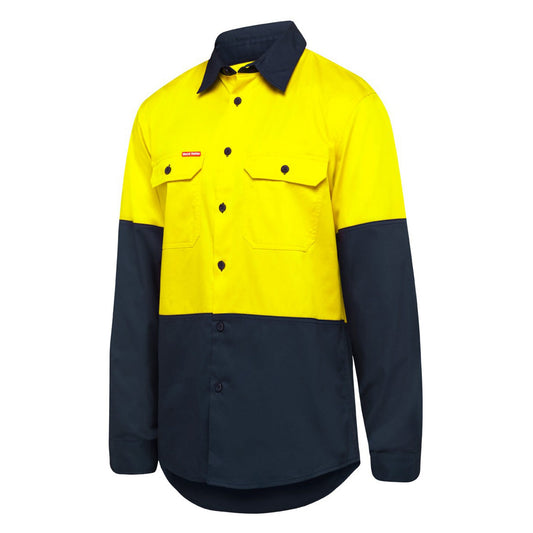 Hard Yakka Y07950 Core Hi-Vis Long Sleeve 2 Tone Vented Cotton Shirt