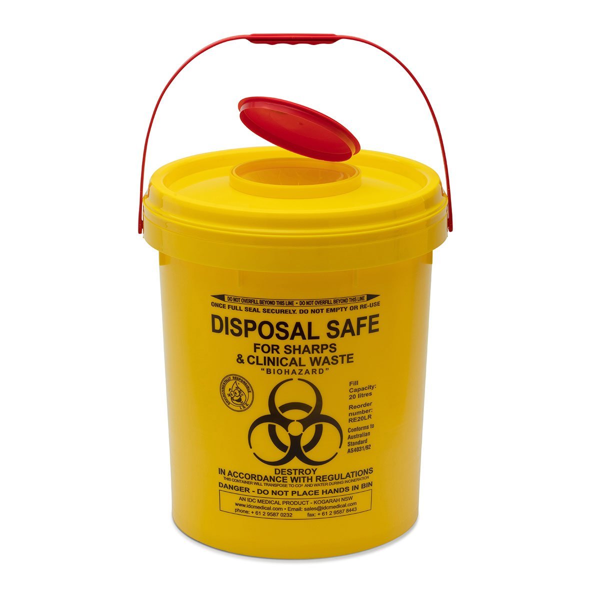 IDC IDRE20L Sharps Container Round Yellow 20L