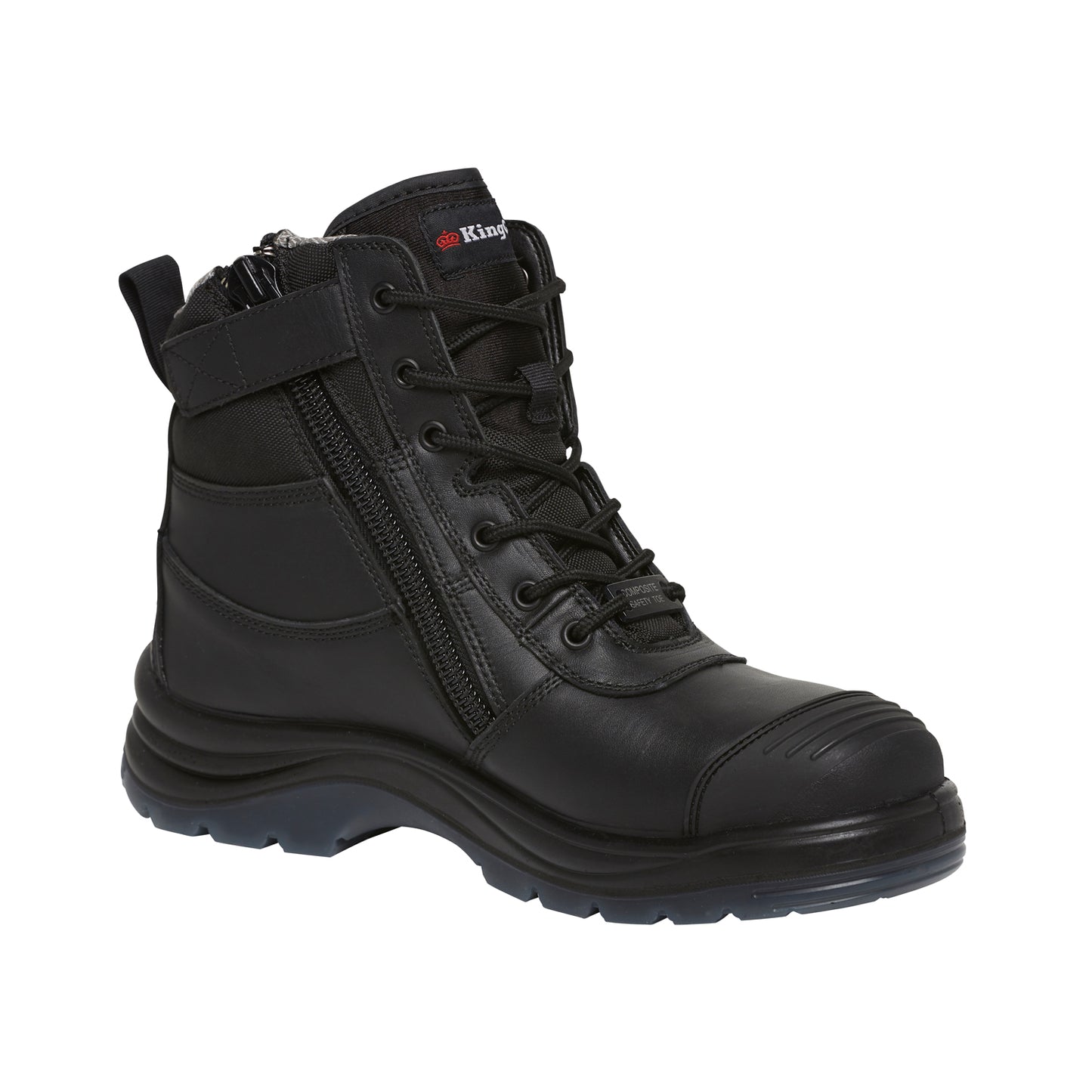 King Gee K27155 Tradie Zip/Lace Composite Safety Work Boots 6" - Black