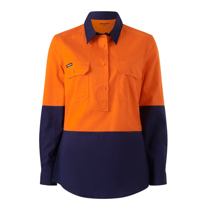 King Gee K44211 Womens Workcool Vented Closed Front Spliced Shirt